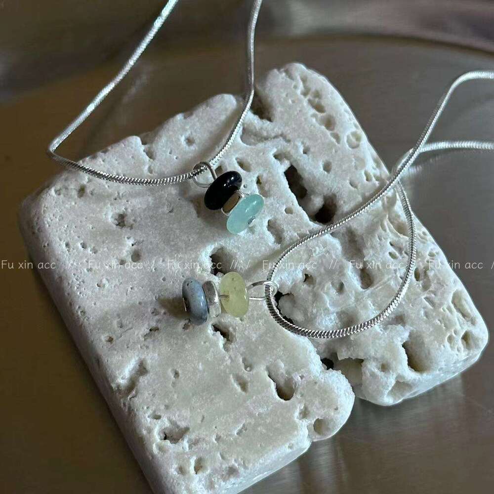 Fuxin New Korean Style Dongling Snake Bone Necklace for Women, Niche Design, High-end Versatile Colorful Jade Collarbone Chain 3de