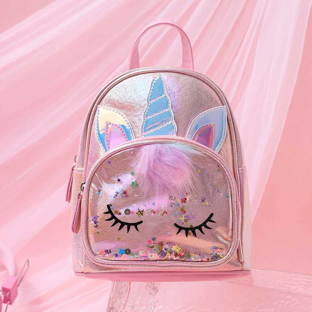 Childrens Backpacks Junyeh Kids Girl Unicorn Decoration Cute Sequin Cartoon School Bags For Kindergarten S250729