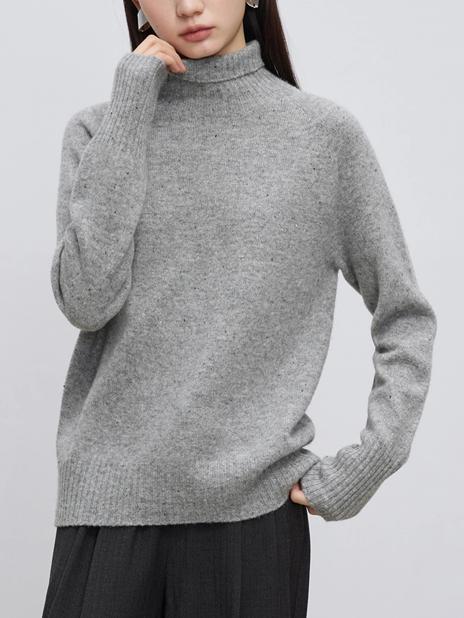 4 Colors Women Turtleneck Pullover Sweater 97% Wool Beige Simple AllMatch Sweaters Female Winter Warm Tops 24ZQ94438 250731