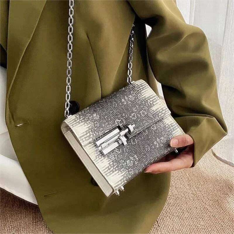 Luxury Designer High Quality Mini Crossbody Lizard Pattern Cow Leather Chain Stylish Matching Elegant Small Square Bag For Women