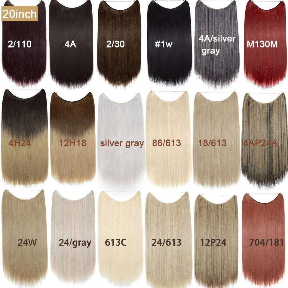 BENEHAIR Synthetic Invisible Wire No Clips In Secret Fish Line Hairpieces Extensions Fake Hair For Women