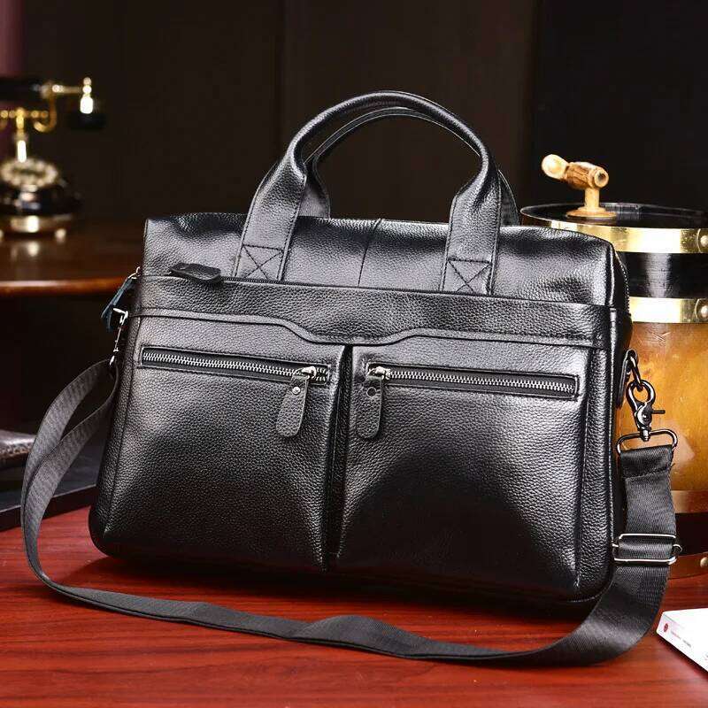 Business Laptop Bag Genuine Handbags Male Travel Briefcases Men High Quality Cowhide Leather Messenger Bags OLOEY