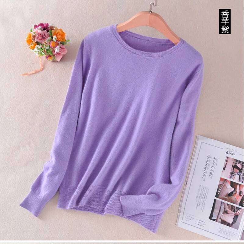 Designer Leisure High Quality Super Soft Cashmere Cotton Blended Classic O-Neck Knitted Sweater Women 2023 Autumn Winter Basics Base Pullover Pull Fem