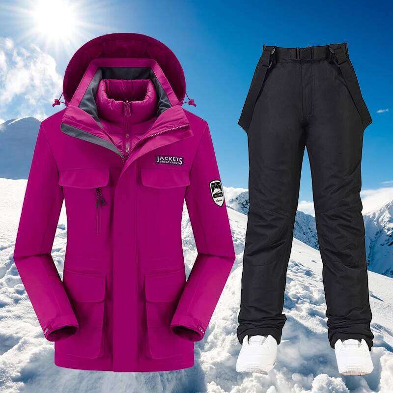 Suit Snowboard Suits New Women Windproof Waterproof Warm Thicken Snow Pants And Down Jacket Clothes Set Winter Ski