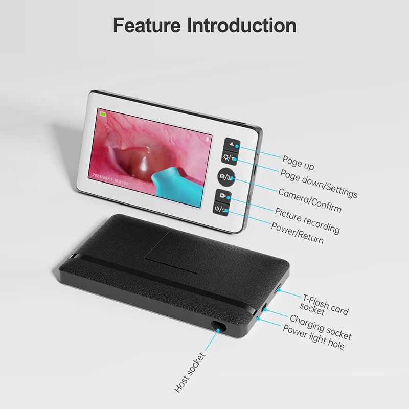 Digital Otoscope with 4.3 inch Screen 1080p HD Smart Visual Ear Camera Ear Wax Removal Tool Camera Support Po Video Recording 250726