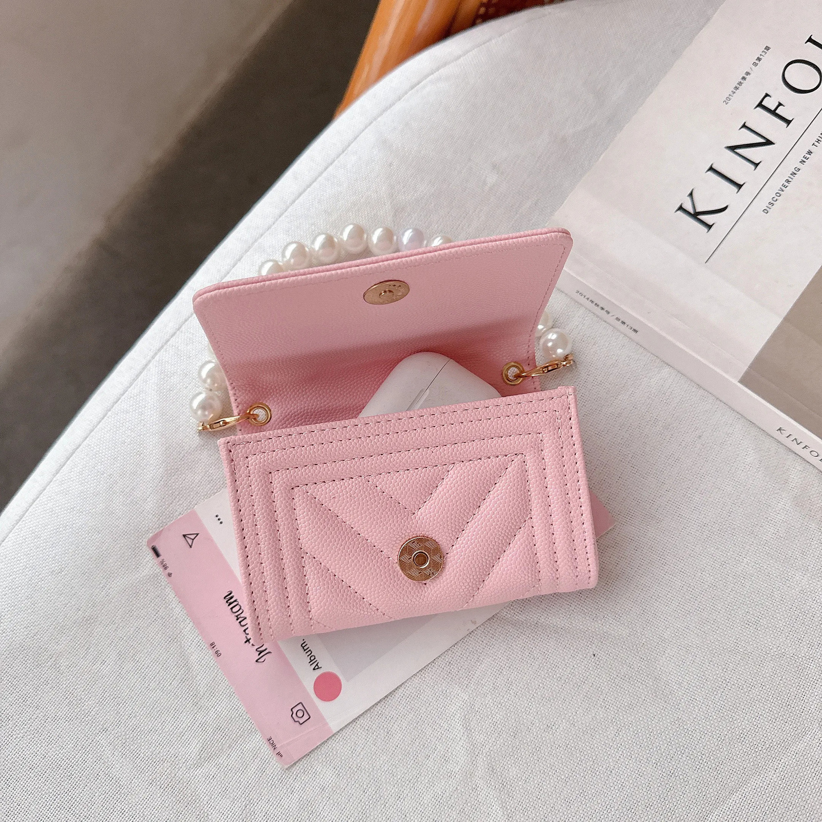 Pebbled V Quilt Card Case Small Wallet ClipPU Mini Handbag Square Luxury Bag WomeMini Credit Purse Holders 250731