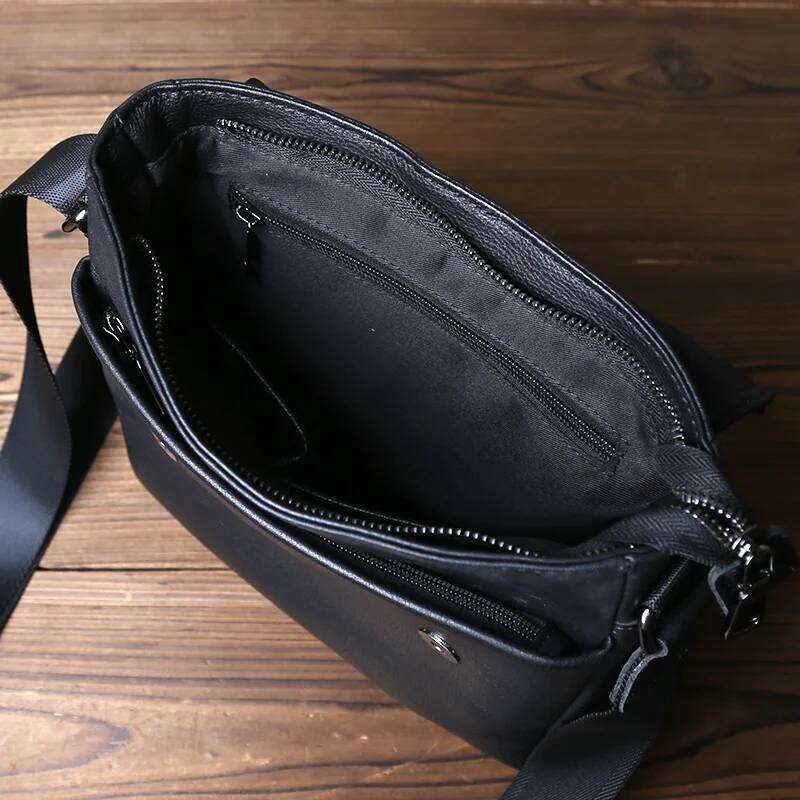 Men's Genuine Leather Shoulder Simple Vertical Design Top Layer Cowhide Crossbody Fashionable Mailman Bag