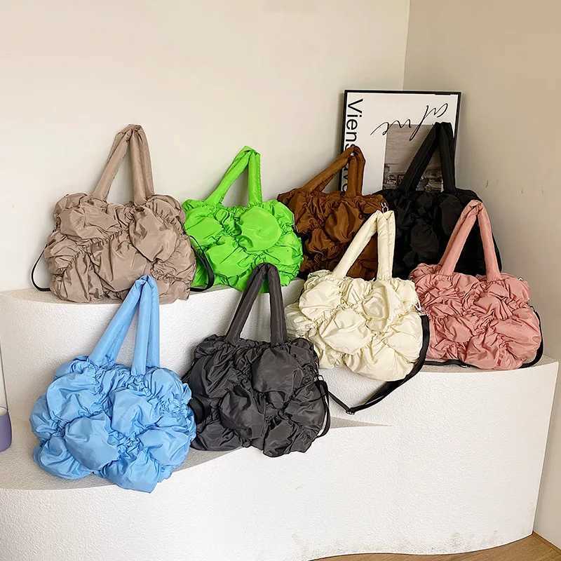 2024 New Bubble Down Cotton Bag Female Pleated Nylon Shoulder Crossbody Bag For Women Large Capacity Fashion Armpit Bags Y250730