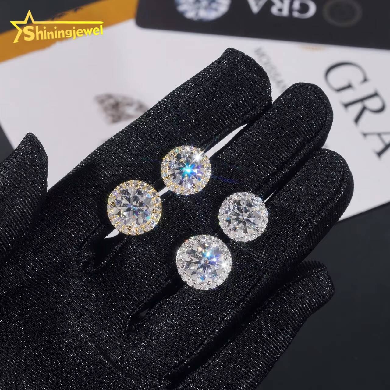 Full Range of Size Hot Sale Hip Hop Jewelry Bezel Setting Ear Studs 925 Sterling Silver VVS Moissanite Stud Earrings Mens Women
