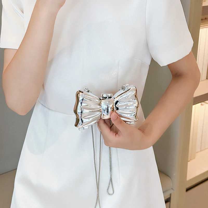 New Mini Evening Bag Metal Purse Crossbody Handbag for Women Bowknot Chain Shoulder Bag for Party Wedding Y250730