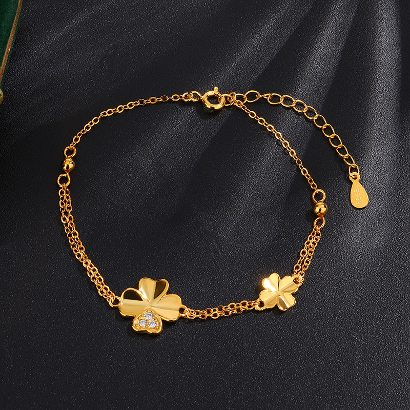 S999 Pure Madam Silver Lucky Four-leaf Clover Bracelet For Designer Bracelet Women, Light Luxury High-end Bracelet 2025 New Model Gift For Girlfriend 