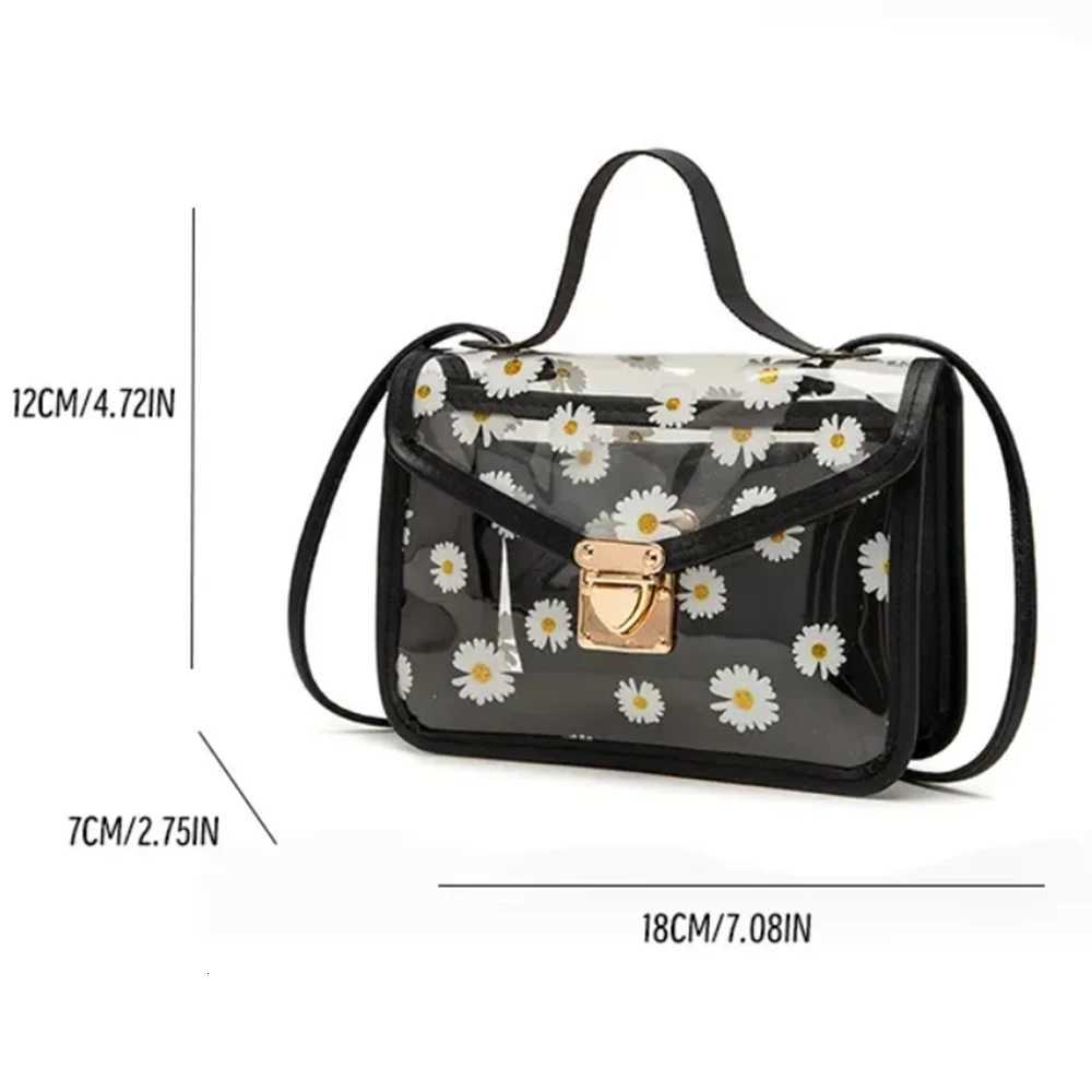 Womens Diagonal Straddle Shoulder Bag Cute Print Small Square Bag Popular Fashion Transparent Crossbody Bag Y250730