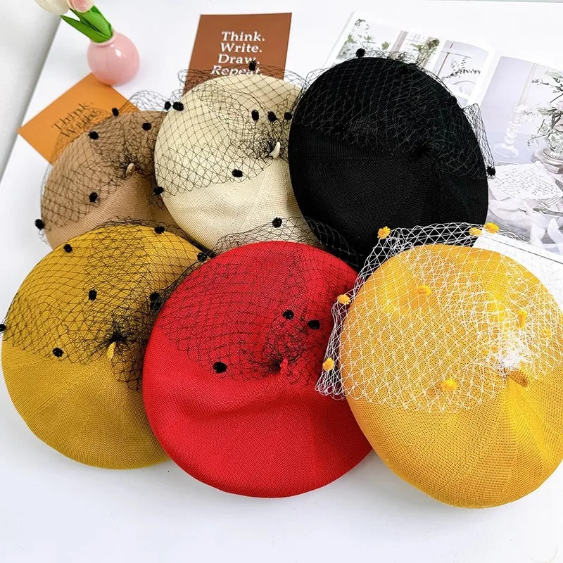 Womens Summer Thin Mesh Beret Miss Qianjin Socialite Style Breathable Hepburn Fashionable Western-Style Hat 250730