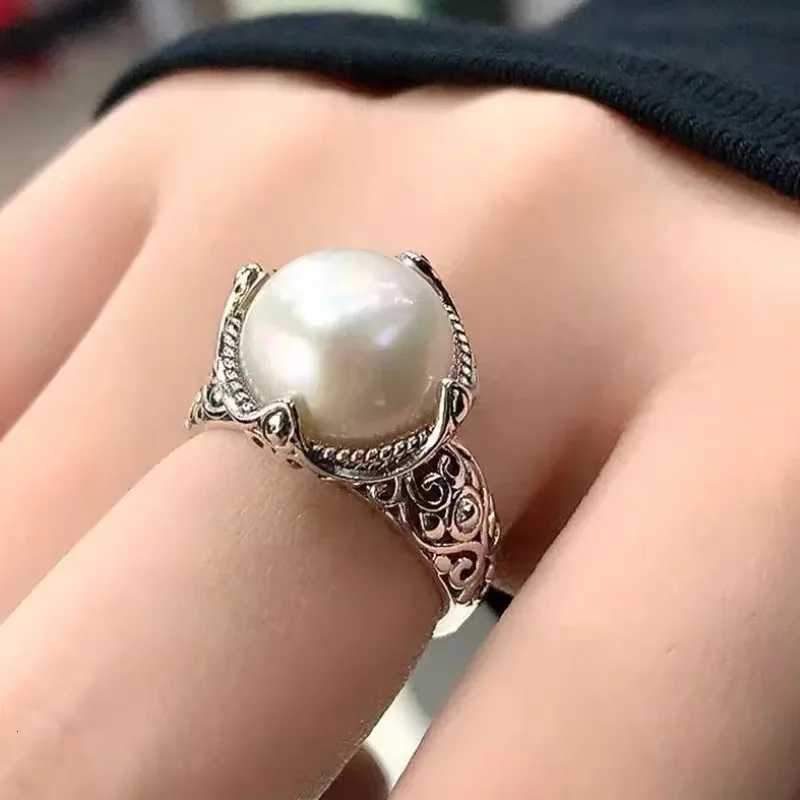 925 Sterling Silver Hollowed PearlAdjustable Rings For Women Wedding Luxury Accessories Dropshipping y250730