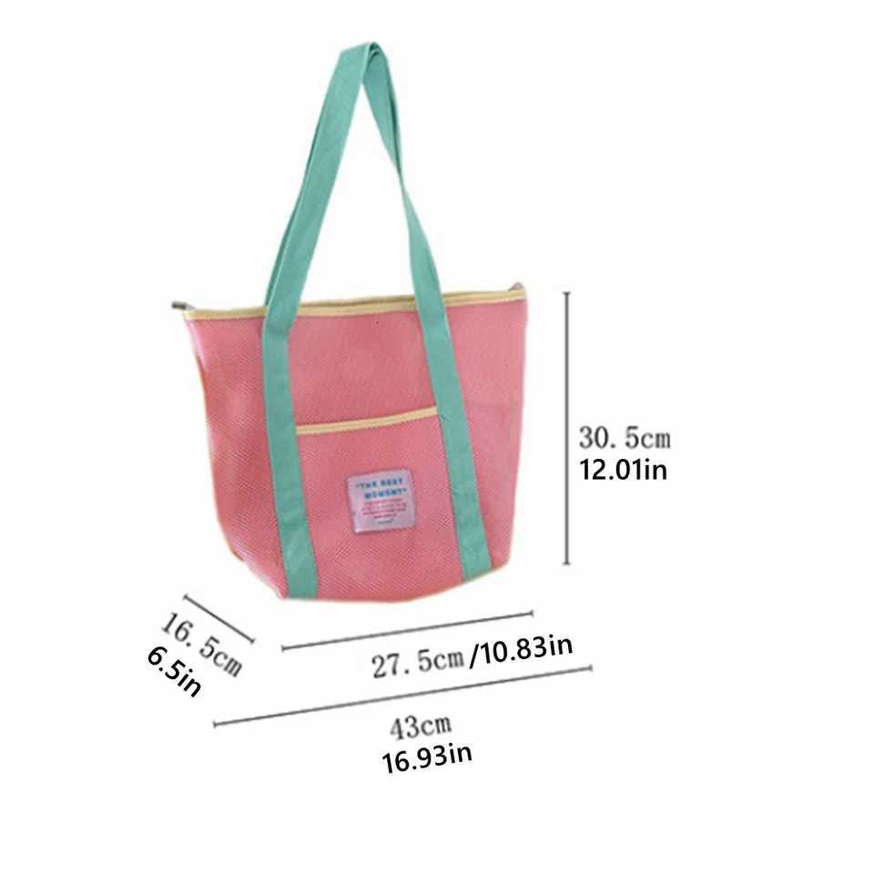 Summer Mesh Handbag for Girls with Zipper Foldable Shoulder Bag for Students Travel Beach Tote Jelly Purse G250729