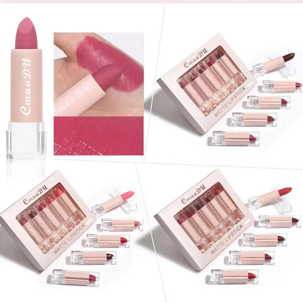 Velvet Matte Lipstick Set 5pcs Long Lasting Waterproof Red Nude Lipsticks Non Stick Cup Makeup Cosmetics Collection 250730