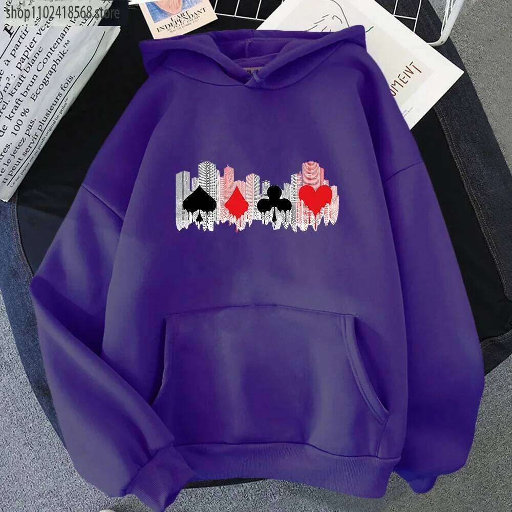 Alice In Borderland Hoodies Buildings and Playing Cards Sweatshirt Haruku Streetwear Women Top Y2k Sudaderas Men Clothing