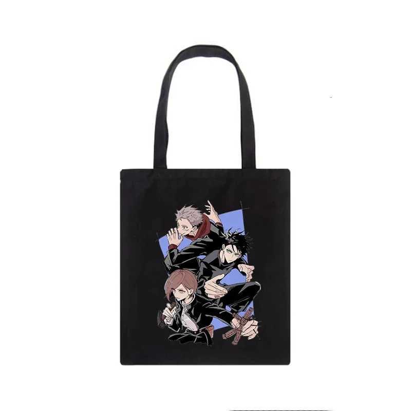Jujutsu Kaisen Canvas Bag Japanese Anime Women Shoulder Bag Ins Harajuku Large Capacity New Hip Hop Vintage Cartoon Shopper Bags G250729