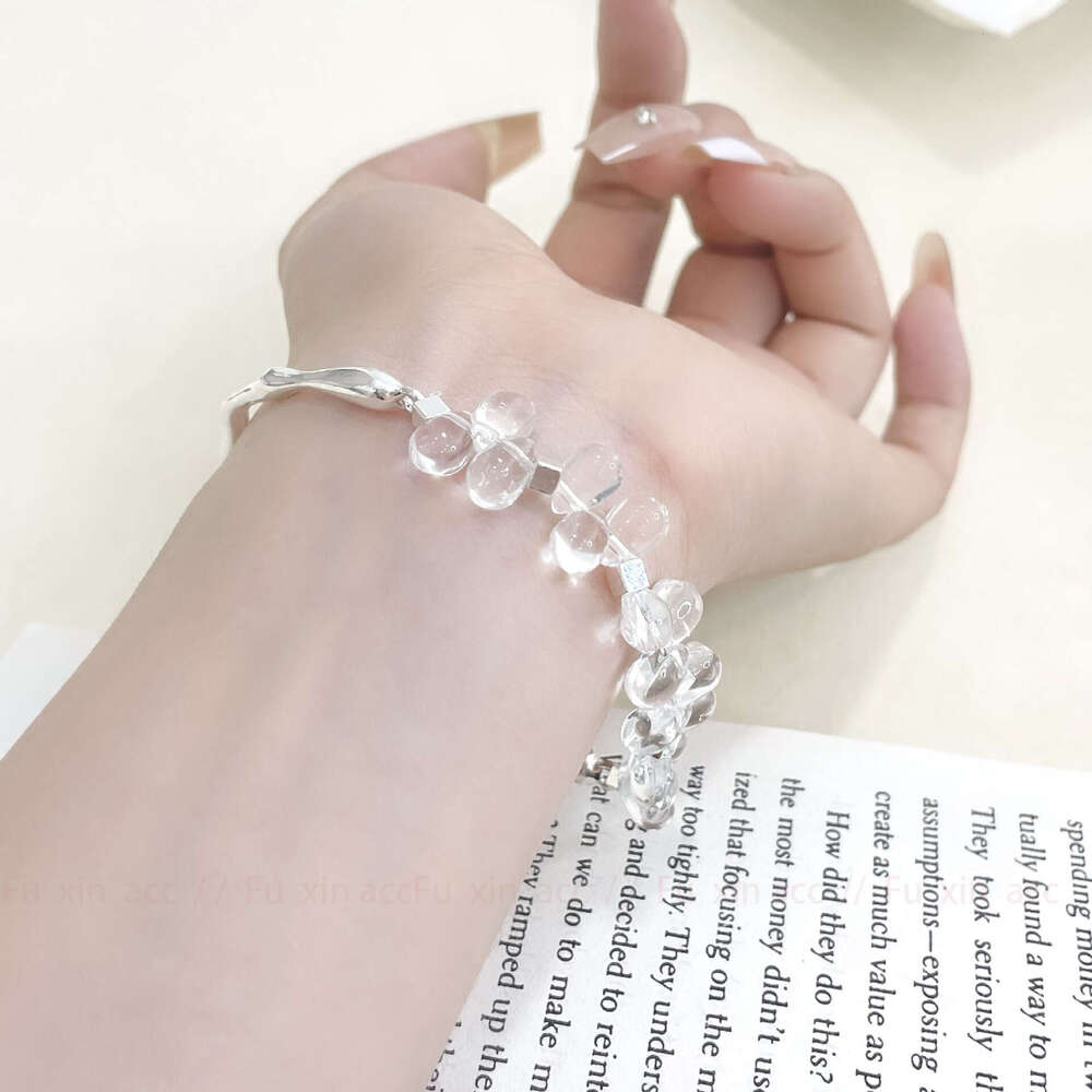 Transparent Beaded Cool Half Chain Fresh Sweet for Women Light Niche Design Exquisite Versatile Bracelet d46