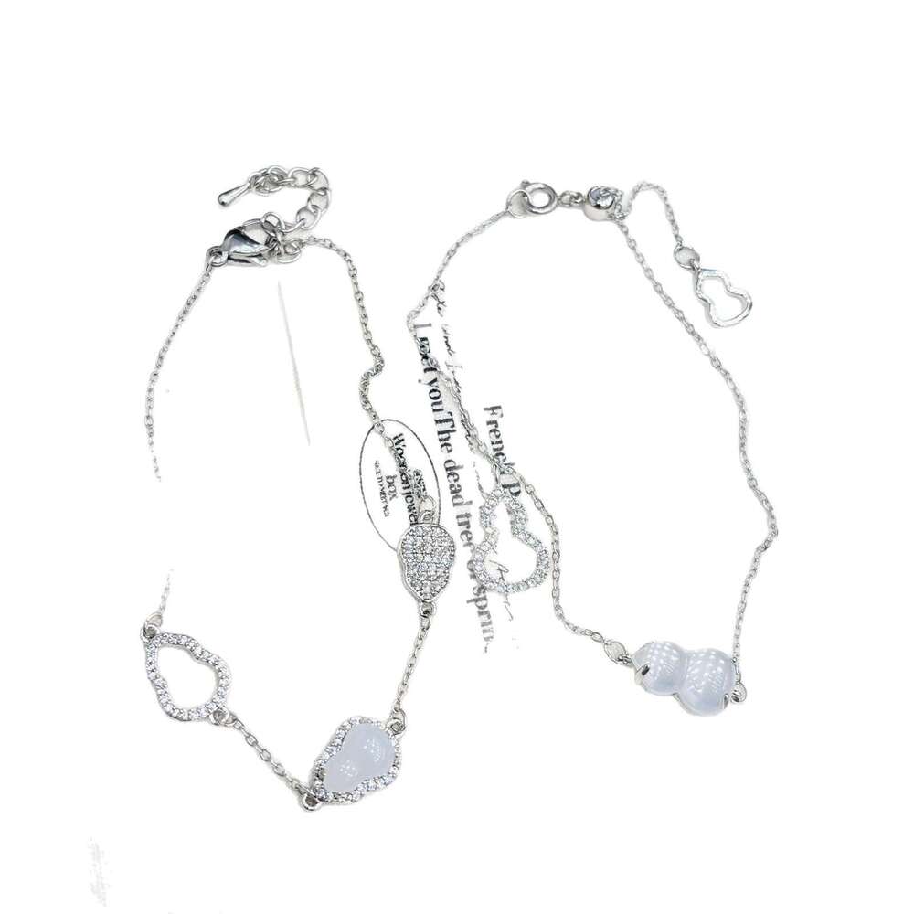 Chalcedony Water Drop Inlaid Zircon Fortune Gourd Bracelet Brightening Exquisite Versatile High-end Feel a41