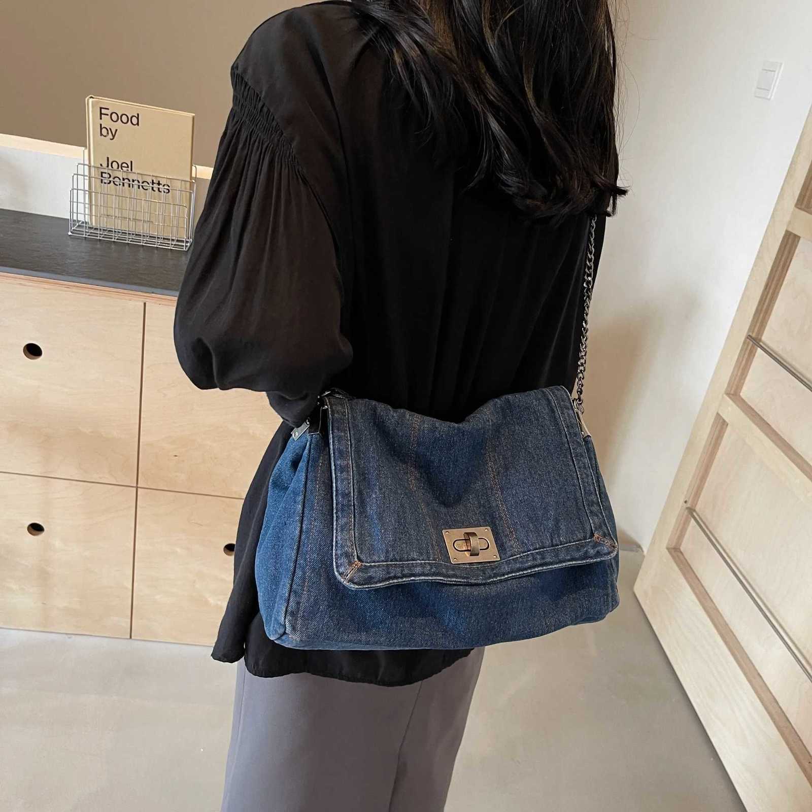 Denim bag women 2025 New fashion casual shoulder bags large capacity Tote Bag class commuting crossbody Bags for women bolsa sac Y250730