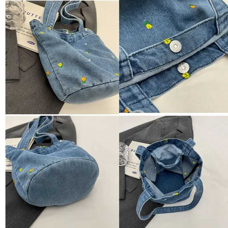 Women Shoulder Bag Large Capacity Denim Tote Bag Fashion Underarm Harajuku Handbag Clutch Bags Simple Female Commuter bags 2025 Y250730