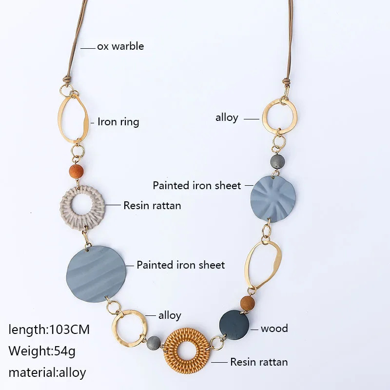 Kaseakia Big Large Resin Hoop Chain Sweater Long Necklace for Women Fashion 250729