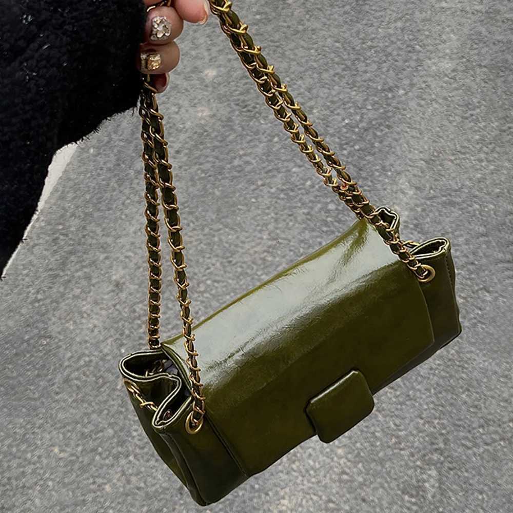 Womens Underarm Shoulder Bags 2023 New Texture PU Leather Chains Messenger Bag Korean Temperament All-match Handbags Y250730
