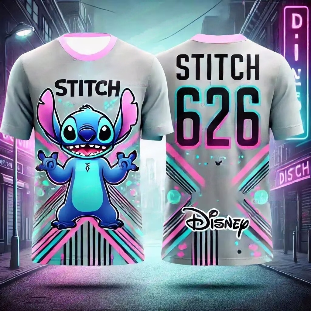 Disney Stitch Messi Collaboration T-Shirt Cute Stylish Comfortable Summer Jersey for Kids Adults Boys Girls W250617