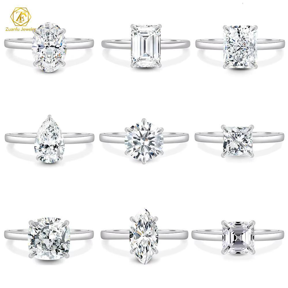 2025 Valentine Gift 925 Sterling Silver Yellow Gold Plated Round Oval Heart Emerald Pear Cut 1CT Moissanite Engagement Ring