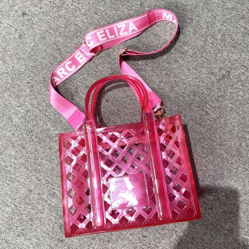Fashion Box Jelly Tote Bags For Women Designer Handbag And Purses 2025 New In PVC Letter Hollow Top Handle Small Shoulder