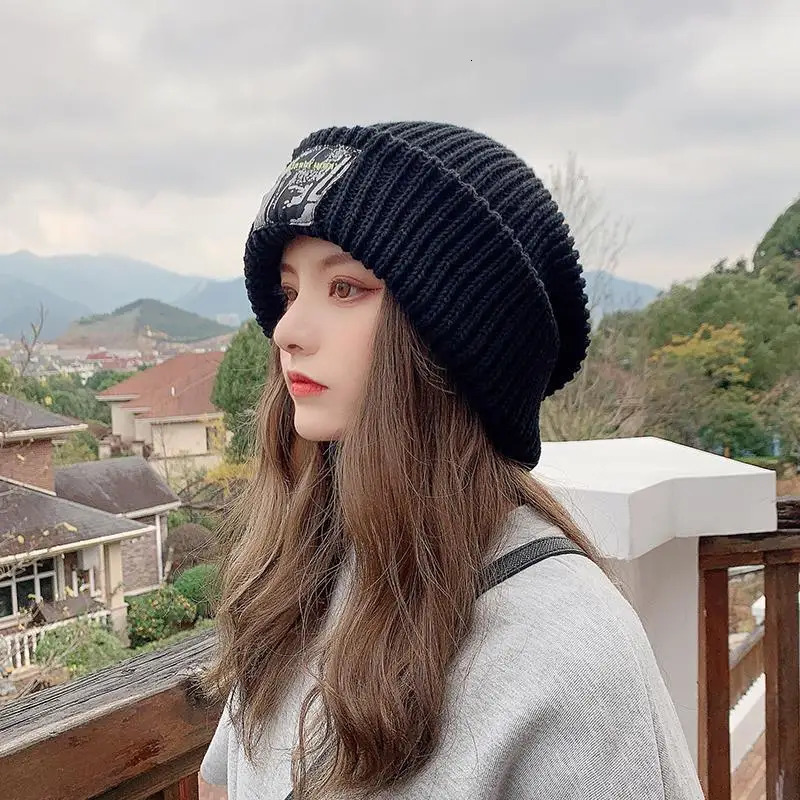 Winter Beanie Hat for Women Men Winter Hat Knitted winter Skullies Hat Unisex Ladies Warm Bonnet Cap Korean Trendy oversized hat 250730