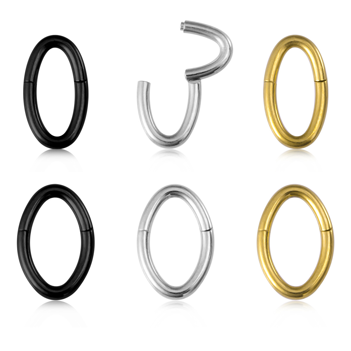 Elliptical eyebrow ring, hinged chain ring, stainless steel earrings, body piercing jewelry, ear bone ring wholesale