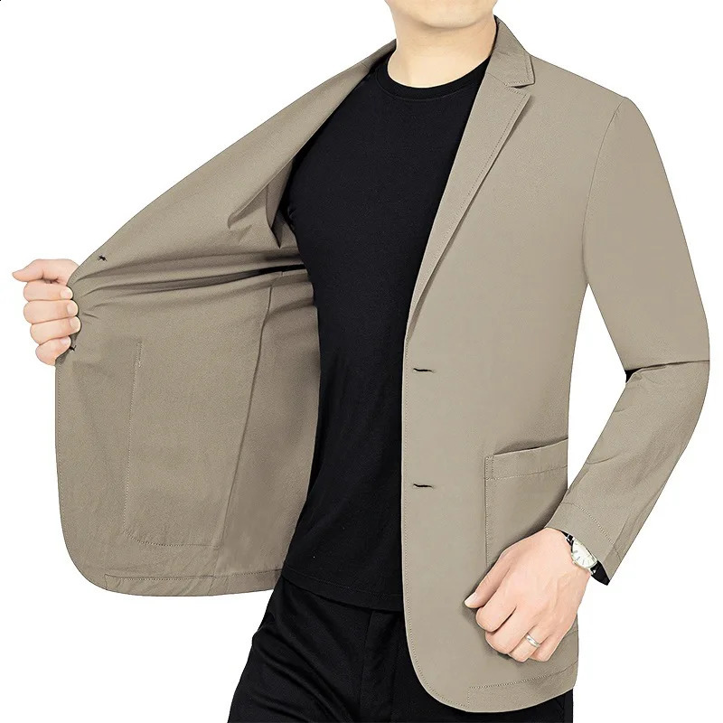 Summer Male Thin Elastic Blazers Jackets Quality Men Breathable Sunscreen Coats Man Business Casual Suits 4XL 250724