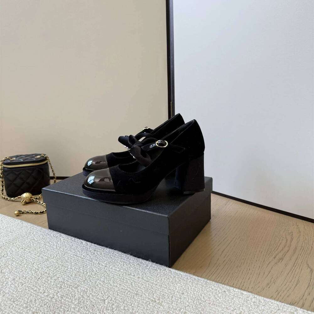New Shoes Women Size34-41 Flannel Pumps Super High Heels Genuine Leather Butterfly Knot Pearl Flat Platform Zapatillas De Mujer 6cf