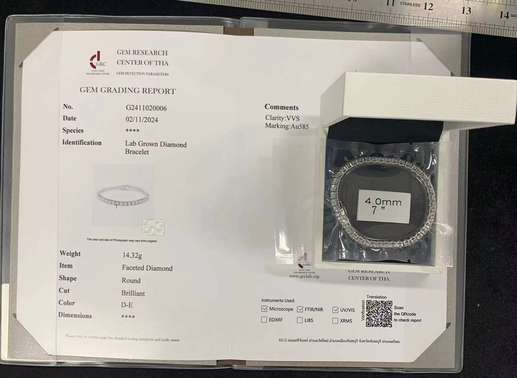 2025GIA IGI Certified Lab Grown Diamond Tennis Chain 10K 14K 18K Gold 3MM 4MM 5MM Vvs Lab Created Diamond Tennis Chain