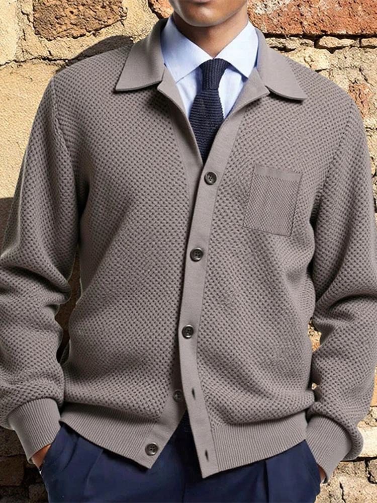 Fall Winter Cardigans Casual Button Lapel Knit Men Vintage Knitted Coat Fashion Solid Color Sweatercoats For Mens 250731