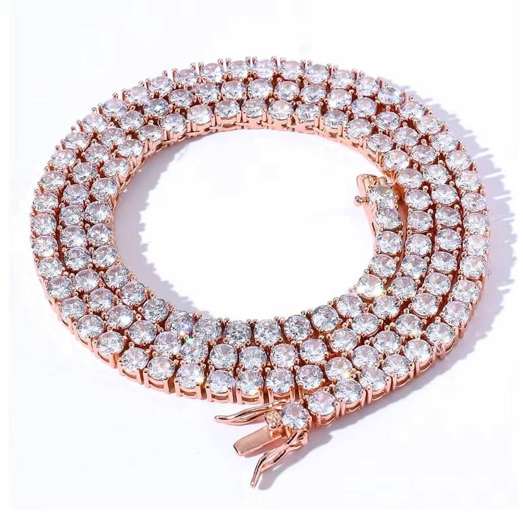 Moissanite Diamond Tennis Chain Necklace Bracelet 925 Silver Cuba Chain VVS Jewelry Men Ice Out Hip Pop Necklace