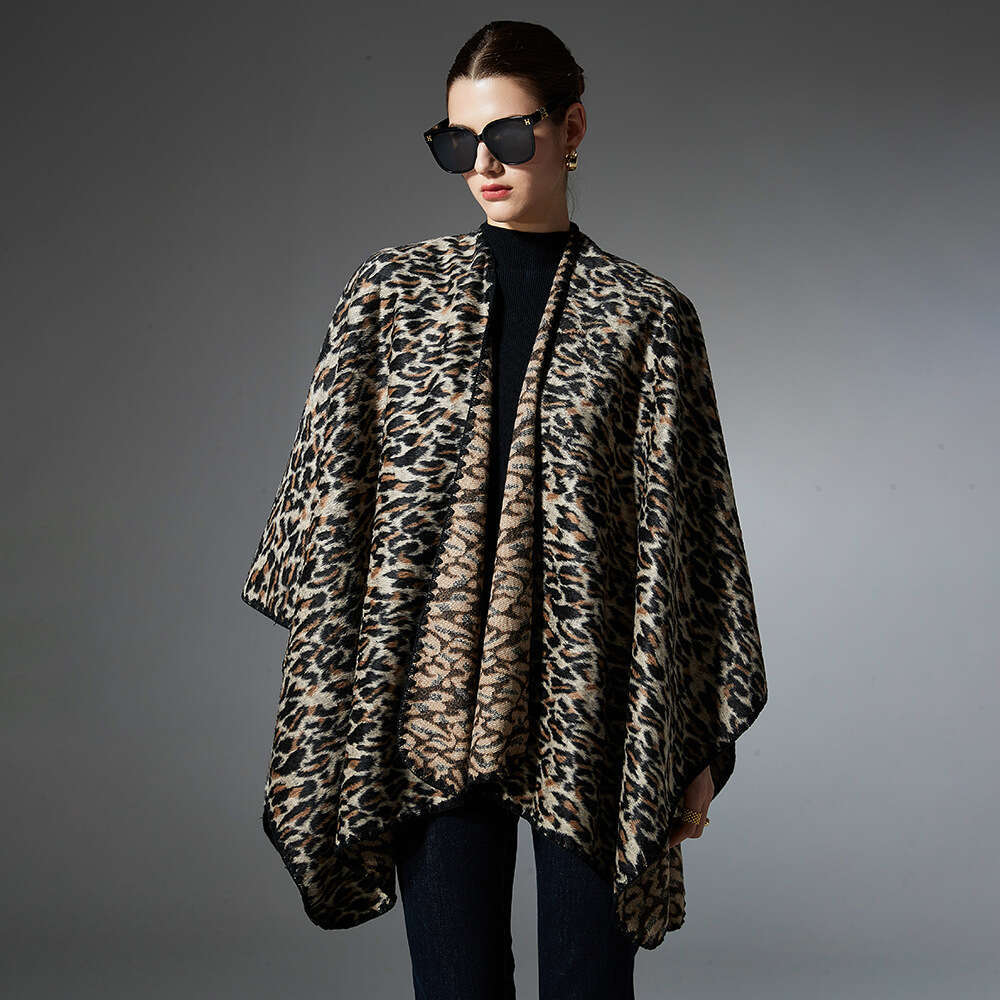 Women's with High-End Feel, Mid-High End, New Leopard Print Cross Shawl for Spring, Autumn, and Winter
