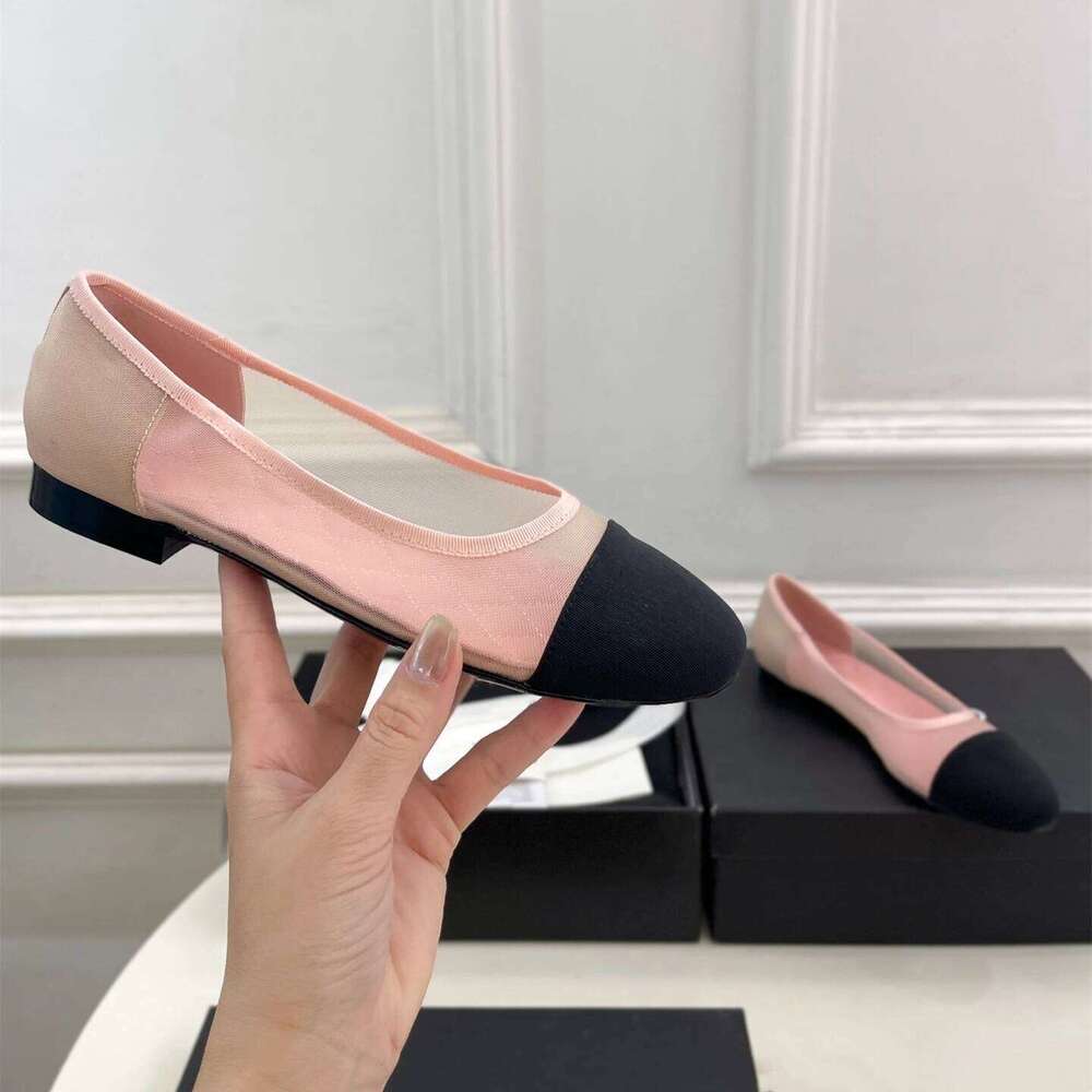 Women Size35-41 Mesh Genuine Leather Ballet Flats Round Toe Slip On Mixed Color Leisure Designer Shoes Zapatillas De Mujer f70