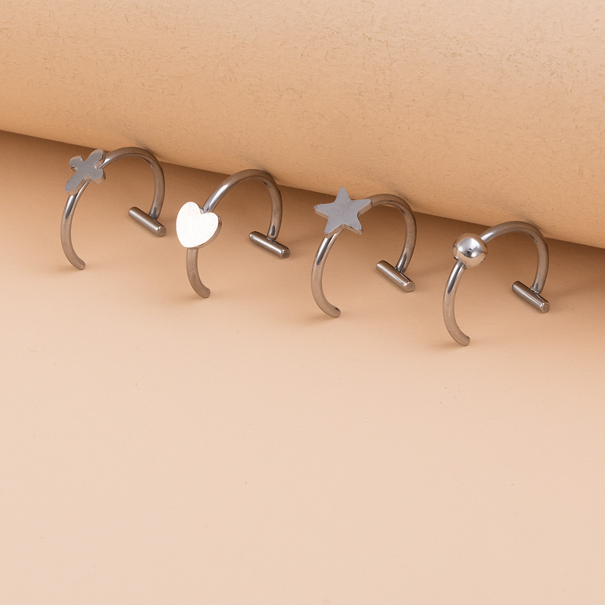 Love stainless steel cross lip ring, non perforated pentagram lip nail, human puncture jewelry, ear bone ring wholesale