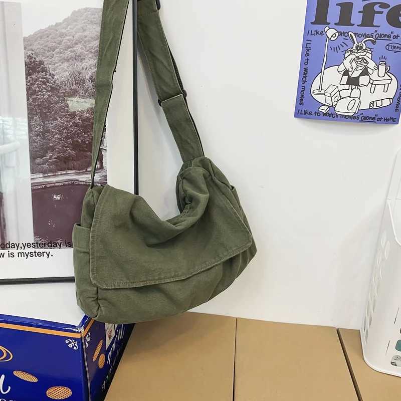 Womens Messenger Bag Vintage Handbag Canvas Teenager Shoulder Tote Bags Casual Handbag Crossbody Bag Y250730