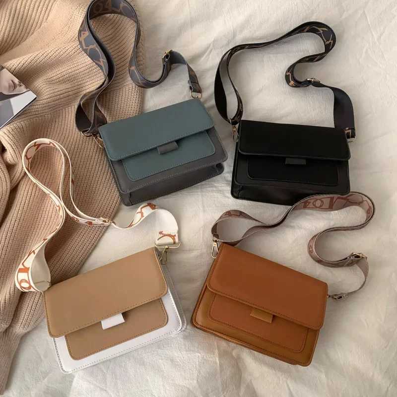 New Contrast Color Leather Shoulder Bags For Women Travel Crossbody Bag Fashion Simple Shoulder Bag Ladies Flap Bag Handbag Y250730