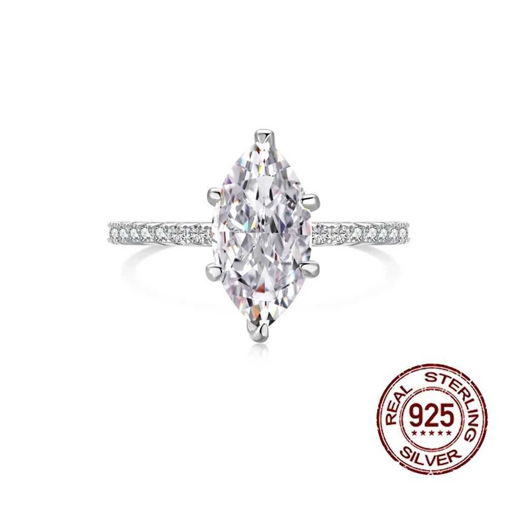925 Sterling Silver Marquise Cut Cubic Zircon Dazzling Wedding Engagement Rings for Women Fine Jewelry SE012 y250730