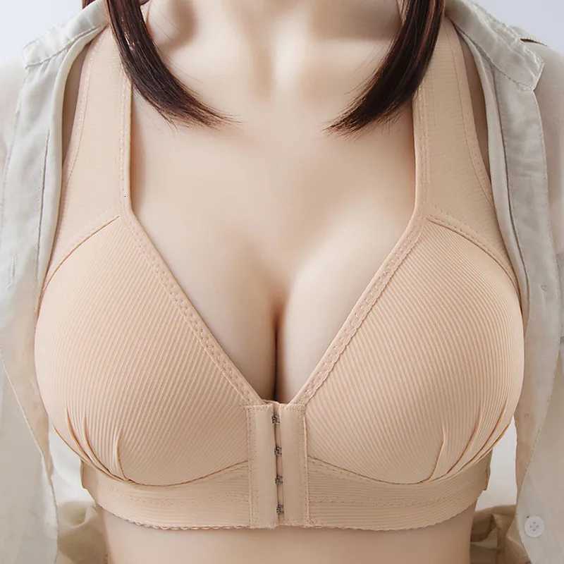 Large Size Front Buckle Seamless Bra Without Steel Ring Underwear V-shaped Bra Beautiful Back Receiving Breastfeeding For Ladies Z250730