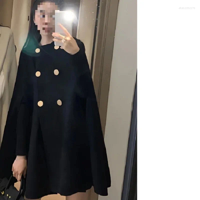 Women's Jackets Autumn Winter British Style Woolen Coat Loose Cowl Neck Wrap Shoulder Top Korean Version Casual Fashion Outerwear