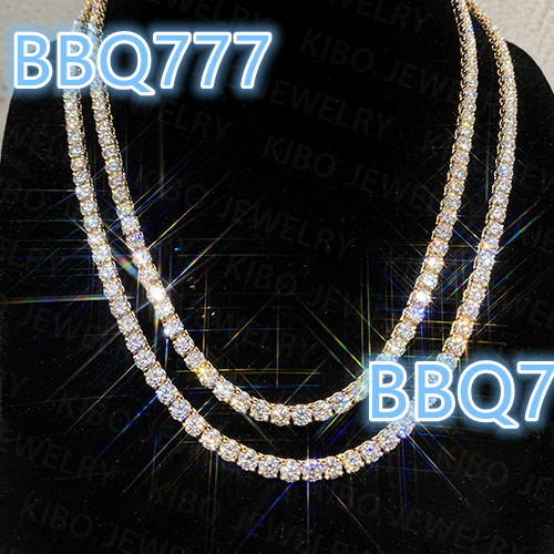 Hip Hop Jewelry Iced Out VVS1 D Color Mossanite Diamond Necklace Real 4mm Moissanite Tennis 9K 10K 14K Solid Gold Chain