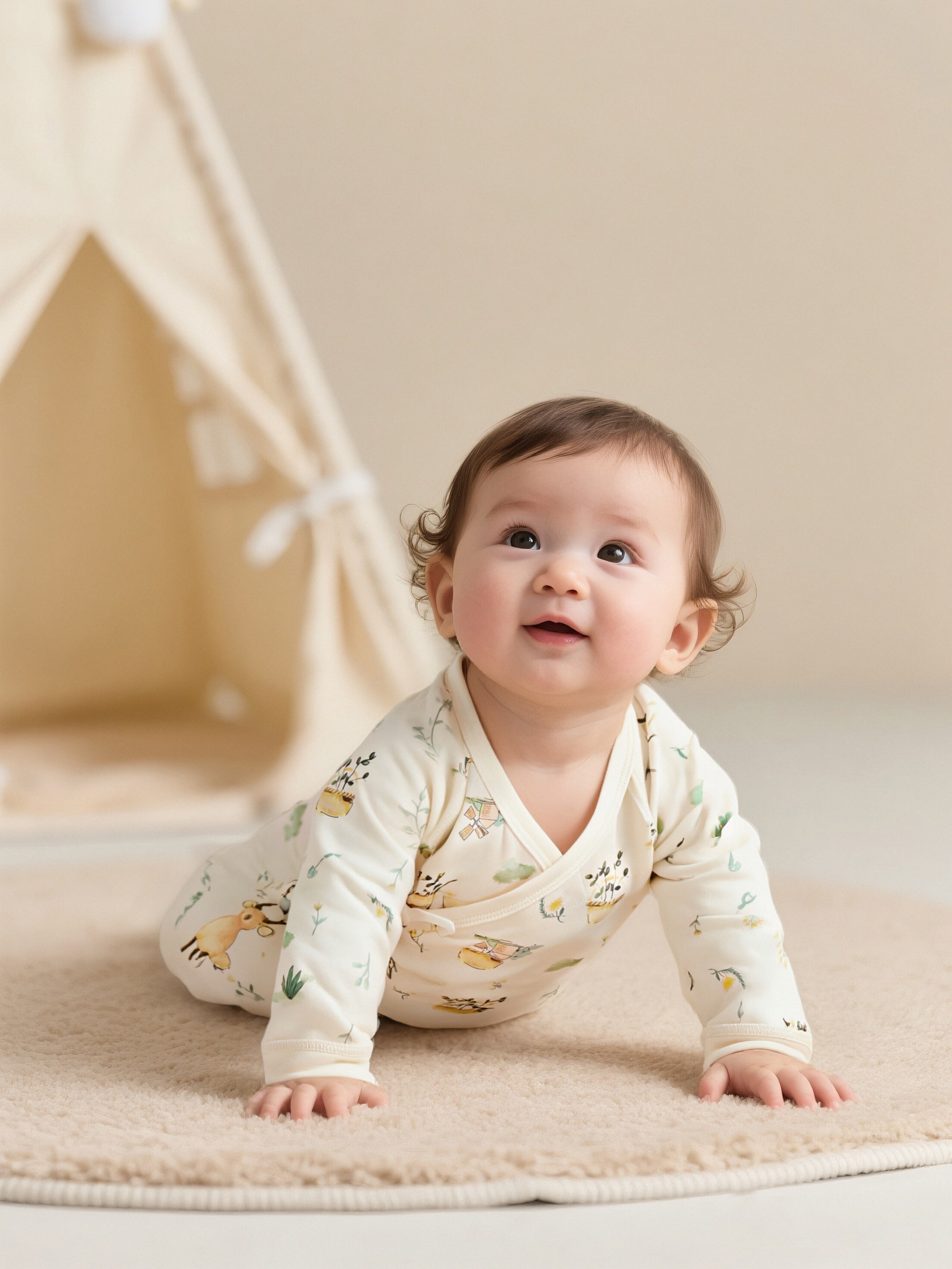 Autumn baby clothes pure cotton long-sleeved infant and toddler A-type clothes baby jumpsuit baby home clothes climbing clothes