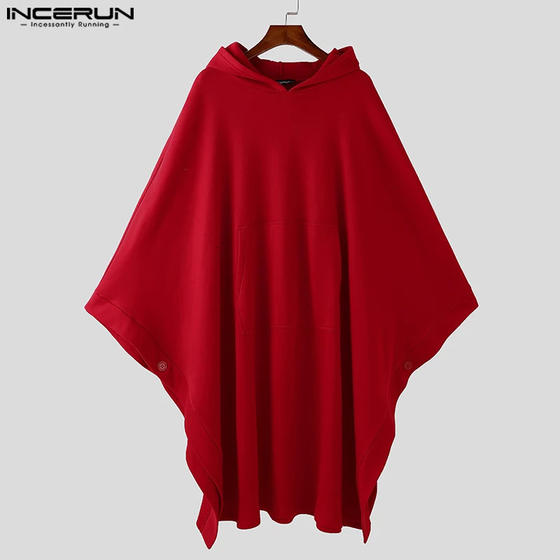 Fashion Casual Style Tops INCERUN Men Solid Allmatch Loose Cape Coats Male Personality Longstyle Long Sleeved Trench S5XL 250729