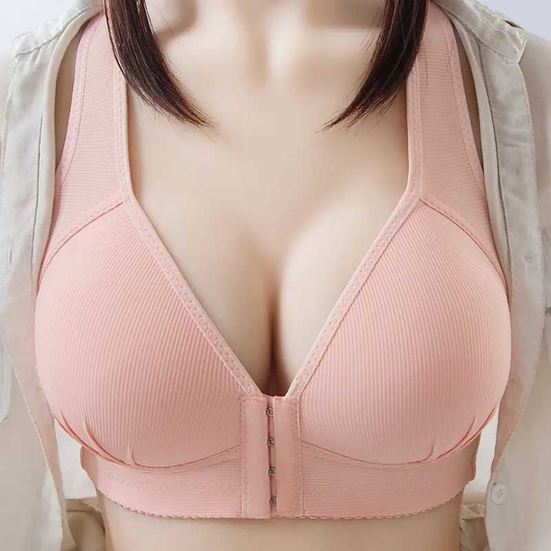 Large Size Front Buckle Seamless Bra Without Steel Ring Underwear V-shaped Bra Beautiful Back Receiving Breastfeeding For Ladies Z250730